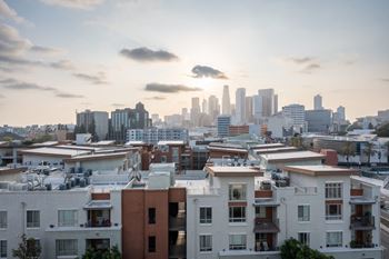 Community features prominent scenic views of the downtown los angeles skyline and the san gabriel valley mountain range